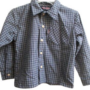 Rodin Blue Plaid Shirt Boys Medium (equal 5T-6)